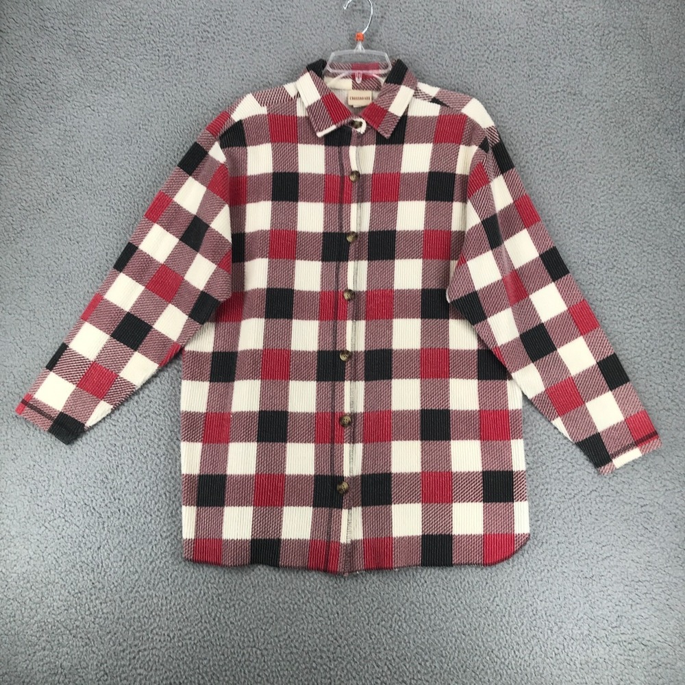 Vintage‎ Crossroads Textured Flannel Shirt Women Approximate Size L Red Plaid